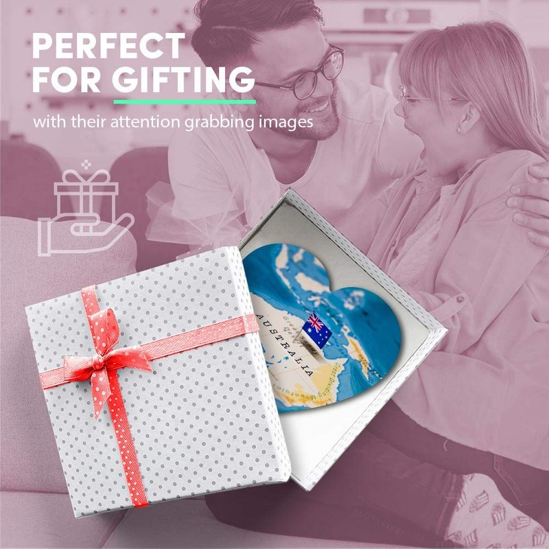 1 x Heart MDF Magnets - Australia World Map Flag