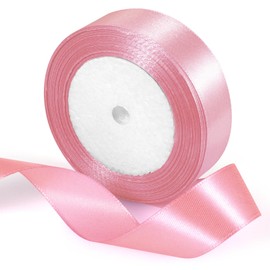 25 Yards Bean Paste Color Satin Ribbon 1inch, Single Face Polyester Silk Fabric Hair String Ribbon for Craft, Flower Bouquets, Gift Wrapping, Wedding, Bow Making and Valentines Decoration