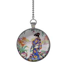 Gotham Decor Oriental Woman with Fan Double Sided Ceiling Fan and Light Pull Chain Pendant/Fan Pull - China Fan Pull