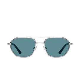 Quay - Men's Sunglasses, Aviator Lenses with UV Protection (En Route, Brushed Silver/Turquoise)