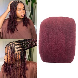 Afro Kinkys Bulk Human Hair For Braiding Afro Kinky-Curly Human Hair Bulk For Mini Twist Hair 12Inchs 50g/pack Bulk Human Braiding Hair For Micro Locs Extensions (99J, 12Inchs,50g/pack)