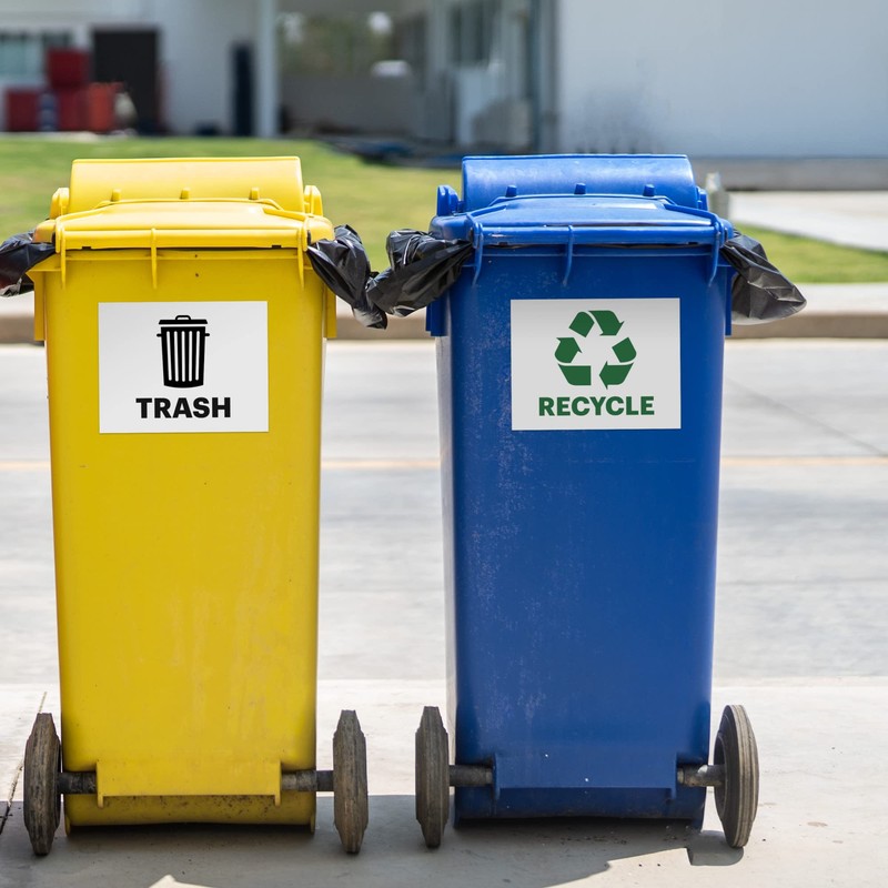 Avery Recycle and Trash Stickers, Green and Black Signs for