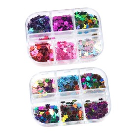 Ipetboom Set of 2 Chameleon Glitter Nail Stickers Rhinestones Nail Art Short Press Sequin Decals Manicure Tool