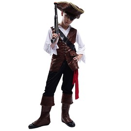 SHE HARE Boys' Luxury Pirate Costume Outfits (M: 7-9 Years)