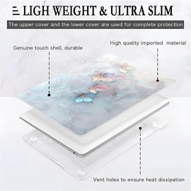 COTAIL Compatible with MacBook Air 13.3 13.6 Inch Case 2022 2021 2020 2019 Plastic Hard Shell Case Cover,13.3 Air (A1932/A2179/A2337), Floral