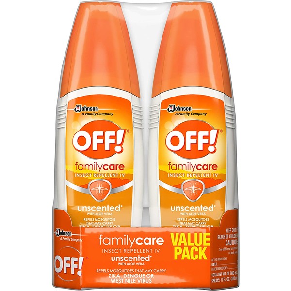 OFF! Family Care Insect & Mosquito Repellent, Unscented with Aloe-Vera, 7% Deet 6 oz, Value Pack. (Pack of 2)
