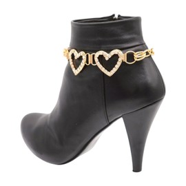 Women Jewelry Boot Bracelet Gold Metal Chain Shoe Anklet Love Heart Charm z025