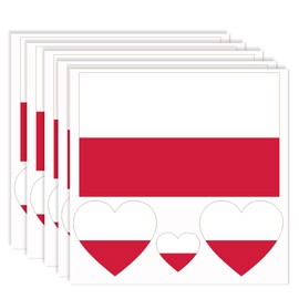 20 PCS poland Flag Temporary Tattoo,Poles Banner Rectangle Heart Tattoos Decoration Decal, Waterproof Sticker for Party Parade Sport Carnival Classroom
