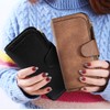 Uromee RFID Wallet for Women PU Leather Leaf Pendant Card