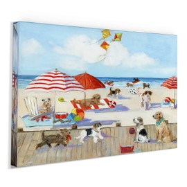 Beach Bark Park II' By Sally Swatland Gallery Wrapped Canvas Dog Wall Art