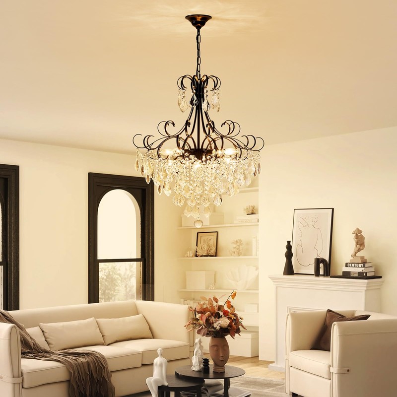 WUZUPS Crystal Chandelier 10-Light Pendant Ceiling Light Modern Lighting Fixture