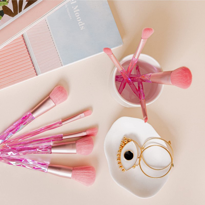 Maquillali Kit de 10 Brochas de Mango Cristal Chandelier Pink