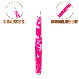 ASM® Professional Tweezers for Facial Hair Women - Heavy Duty Stainless Steel Ingrown Hair Tweezers for Eyebrows Plucking, Eyelashes & Blackhead Tweezers Beauty Tool for Women (Pink White Plain)