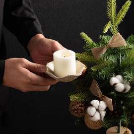 Candle Holders for Pillar Candles, Tealight Candle Holder, Candle Stand, Ceramic Candle Plate Tray, Candle Holder Decor for Dinning, Party, Wedding, Birthday, Anniversary Decorations, 1pack (Camel)