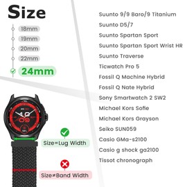 Acortjl Braided Solo Loop Watch Band - Choice of Width -18mm 19mm 20mm 22mm 24mm, Quick Release Braided Replacement Wristband Nylon Stretchy Watch Straps for Men Women, 2PCS