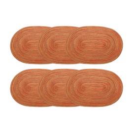 HARFINGTON 6pcs Oval Braided Placemats 20" Non-Slip Oval Table Mats for Dining Tables Washable Heat Insulation Woven Placemats Indoor Outdoor for Family Holiday Dinner, Orange