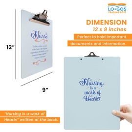 Inspirational Quote Wood Clipboard for Nurses - Double Sided Full Color Print - Standard A4 Clipboard with Sturdy Metal Clip - Christian Gift and Supplies for Nurse, School, Office, 9 x 12 Inch