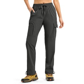 YSENTO Womens Cargo Pants Lightweight Water Resistant Quick Dry Camping Travel Hiking Pants with Pockets Dark Grey L