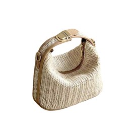 SweatyRocks Women's Straw Crossbody Bags Top Handle Summer Woven Mini Shoulder Bag, Apricot, One Size, Soft