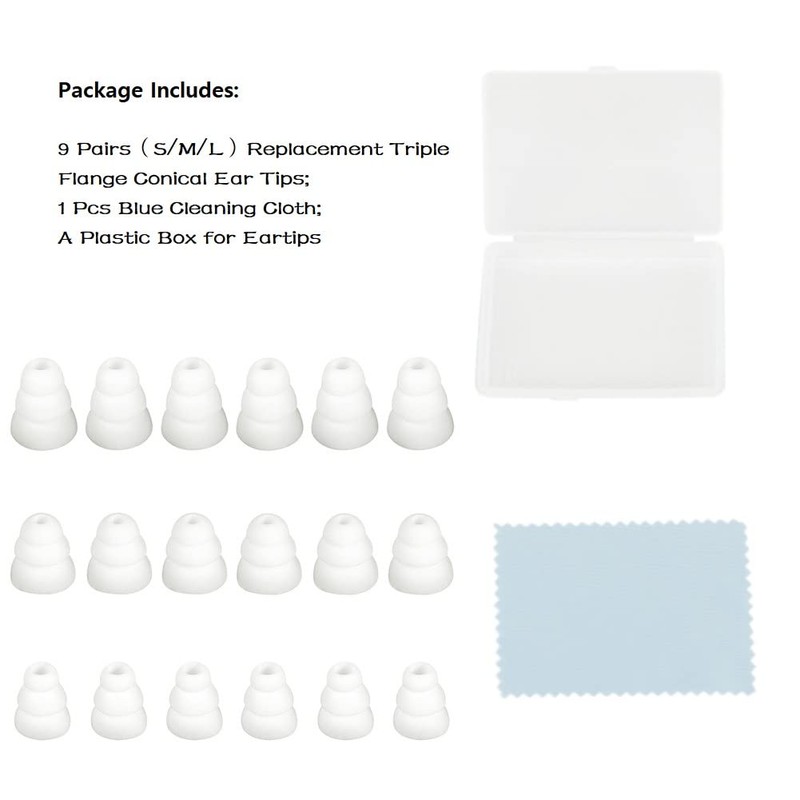 Triple Flange Eartips Soft Silicone Replacement Earbud Tips Fit for