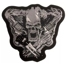 2 Guns Assasin Large Patch Biker Patch Iron on 10x8 inch