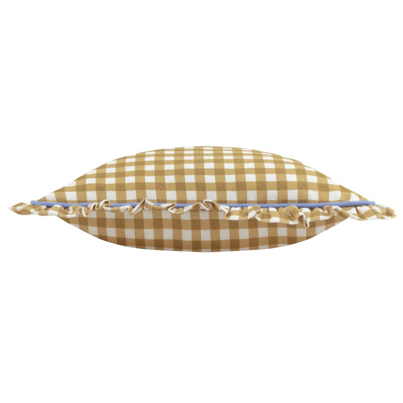 furn. Maude Gingham Cotton Piped Cushion Cover, Gold