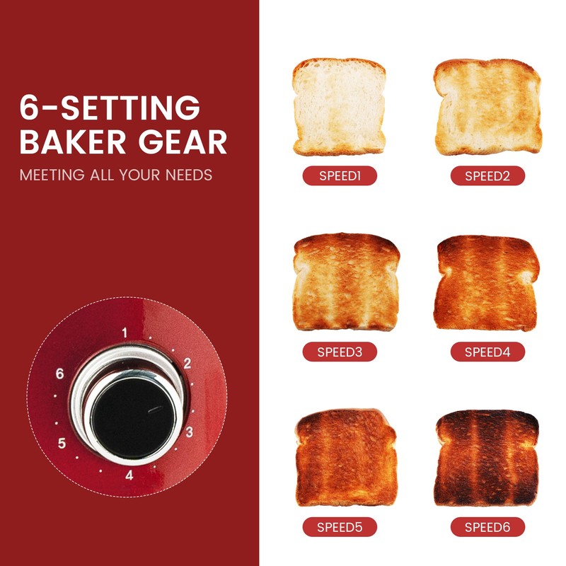 Roter Mond 2 Slice Toaster Retro Stainless Steel with Bagel,