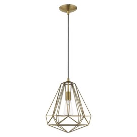 Livex Lighting 41324-68 Geometric Collection 1-Light Pendant Hanging Light, Shiny Black