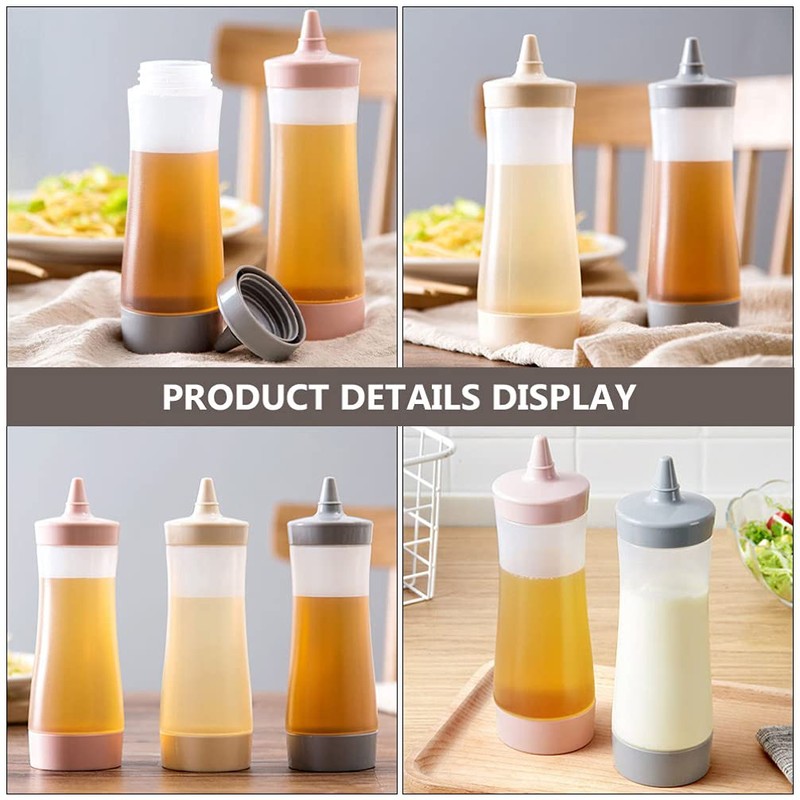 Kichvoe 4 Unidades de Botellas de Condimento Exprimibles con Tapa