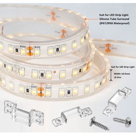 MMSD 100 Pack LED Strip Light Mounting Brackets Strip Light Clamp with 202 Screws Suit for 10mm Wide IP67/68 Waterproof Strip Lights