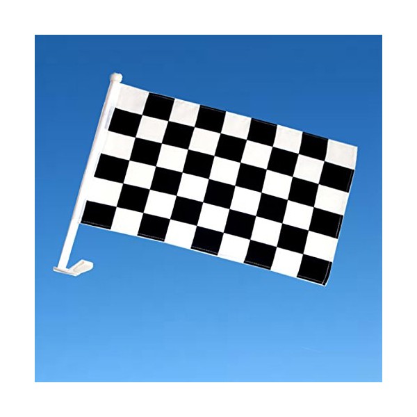 Black and White Checkered Single-Sided Car Flag