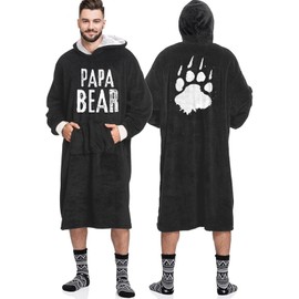 Vprintes Papa Bear Hoodie Blanket - Gifts for Dad from Daughter Son Wife - Dad Gift for Birthday Christmas