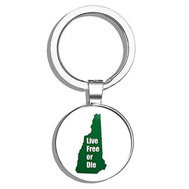 HJ Media Green New Hampshire Live Free or DIE Shaped (Note: Buy Box Sellers are not Our American Vinyl Brand or Quality) Metal Round Metal Key Chain Keychain Ring