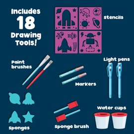 Chuckle & Roar - Aqua Draw Doodle Mat Glow - Water Color Magic Mat - Erase by Letting Mat Dry - Easy Play Anywhere - Ages 3 and Up