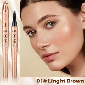 Microblading Eyebrow Pen, Magic Eyebrow Pencil With 4 Fork Tip For Natural Hair-Like Brows,24h Long-Lasting Waterproof Smudgeproof Eye Brow Pen (light brown)