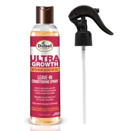 Difeel Ultra Growth Basil & Castor Hair Oil Tratamiento acondicionador sin enjuague 6 oz. con tapa rociadora y tapa dosificadora