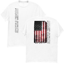 Power Stroke Diesel Truck T-Shirt Mens American Flag Design Tee Shirt