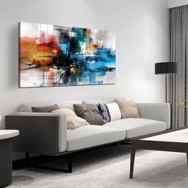 Wall Art for Living Room Colorful Abstract Picture Print on Canvas Large Framed Wall Decor for Bedroom Modern Room Abstract Wall Decorations Paintings Artwork Size 24x48 inch Ready to Hang