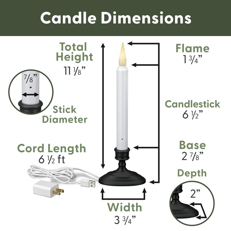 612 Vermont LED Electric Window Candles with Sensor Dusk to