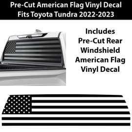 BOGAR TECH DESIGNS Precut Rear Window American Flag Vinyl Decal Sticker Compatible with Toyota Tundra 2022+, Matte Black
