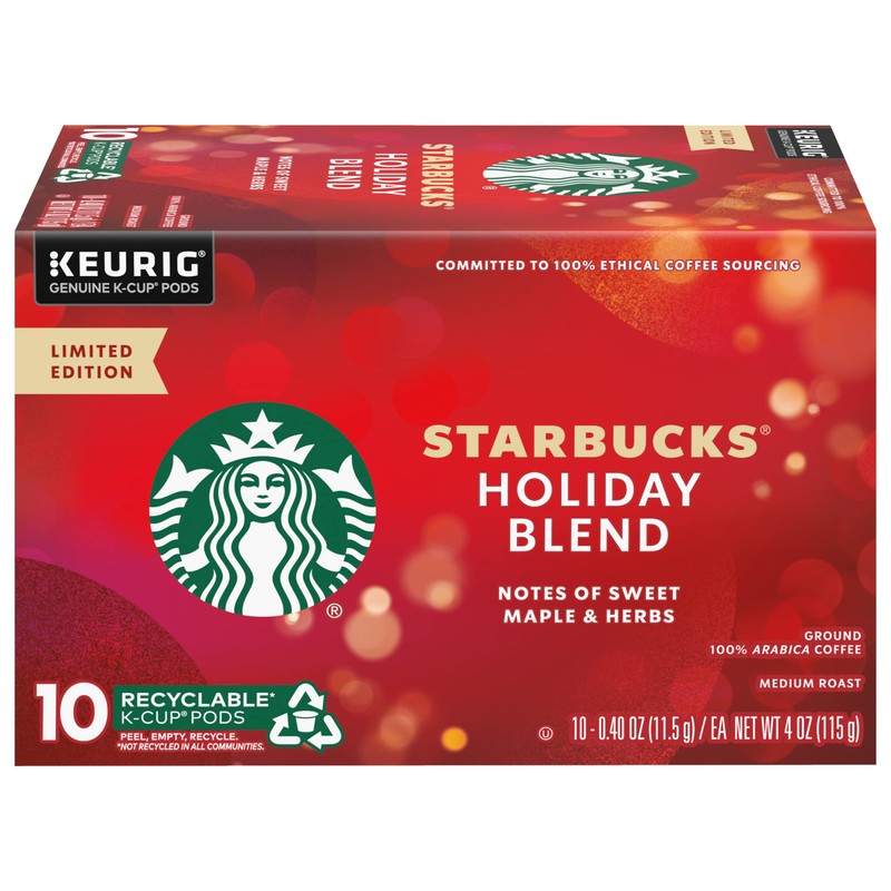 Starbucks Holiday Blend K-cups Coffee (Holiday Blend, 10 Count (Pack
