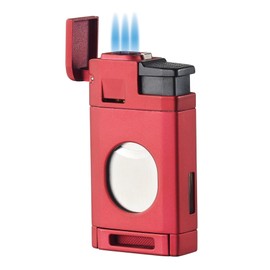 Visol LighCut Butane Torch Lighter Triple Flame Refillable Gas Lighter, Built-in Cutter, Windproof Adjustable Flame Lighter (Shipped Without Butane)