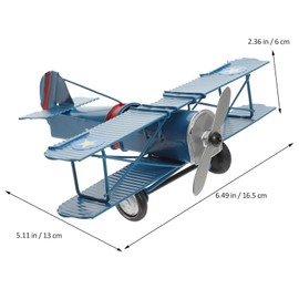Large Retro Airplane Ornament Iron Aircraft Vintage Model Metal Airplane for Home Decor, Kids Room, Office, Coffee Shop, Bar, Ideal Present for Enthusiasts, Blue, 6.29 * 5.11 * 2.16inch