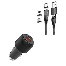 BoxWave Car Charger Compatible with Netgear Nighthawk MR1100 Mobile Hotspot - PD Car Charger Bundle (65W), Power Delivery Cable Car Adapter - Jet Black