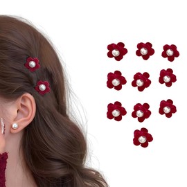 Small Flower Claw Clips for Women Girls Thin Thick Hair Mini Pearl Hair Barrettes Floral Hair Accessories Clip for Girls Decorative Side Hair Clips Festival Party Hairclip Flower Decor Hair Claw Clip