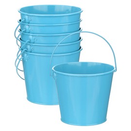 M METERXITY 6-Pack Small Metal Bucket with Handle, 4.7"x4"/12x10cm Galvanized Buckets Small Metal Pails with Handle for Flower/Garden/Planter/Party, Decorative Metal Bucket [Blue]