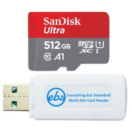 SanDisk 512GB Ultra Memory Card MicroSD Works with Motorola Phone Moto G Stylus (2022), Moto G22 (SDSQUA4-512G-GN6MN) Cl10 A1 UHS-I Bundle with 1 Everything But Stromboli MicroSDXC Memory Card Reader