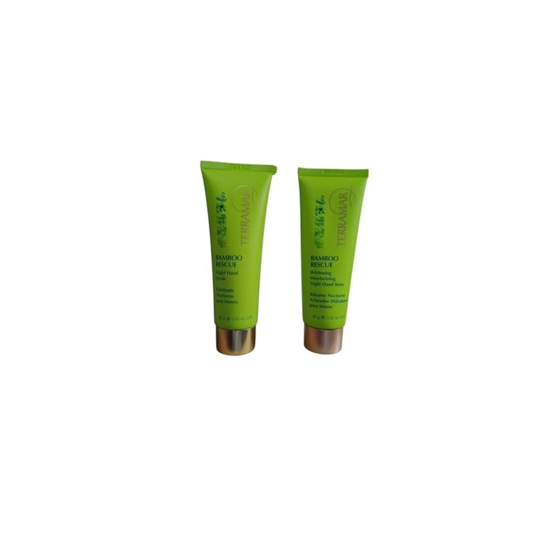 Terramar Bamboo Rescue, Exfoliante y Bálsamo Aclarador Nocturno para Manos,