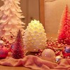 Luminara Pinecone Flameless Candle White Swan Glitter and Snow Finish