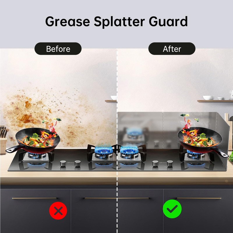 4 Sided Grease Splatter Guard,Foldable Stainless Steel Splatter Guard Oil